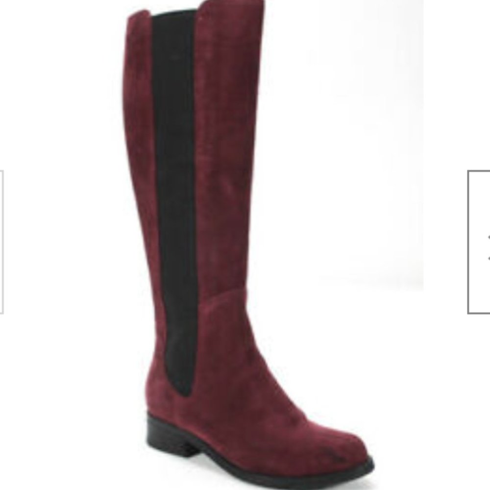 Cole Haan Jodhpur Burgundy Suede Knee High Boots